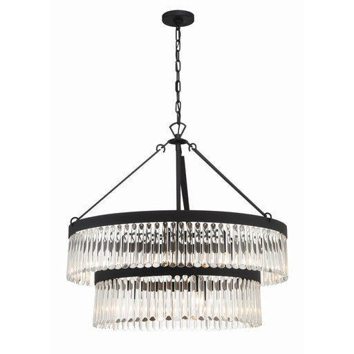 Emory 9 Light 32" Chandelier in Black Forged