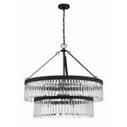 Emory 9 Light 32" Chandelier in Black Forged