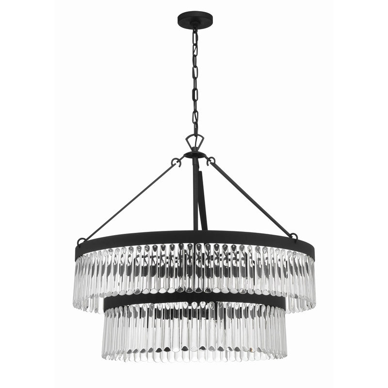 Emory 9 Light 32" Chandelier in Black Forged