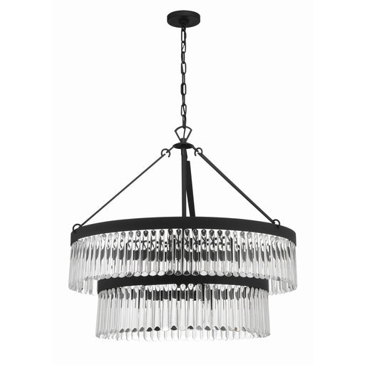 Emory 9 Light 32" Chandelier in Black Forged