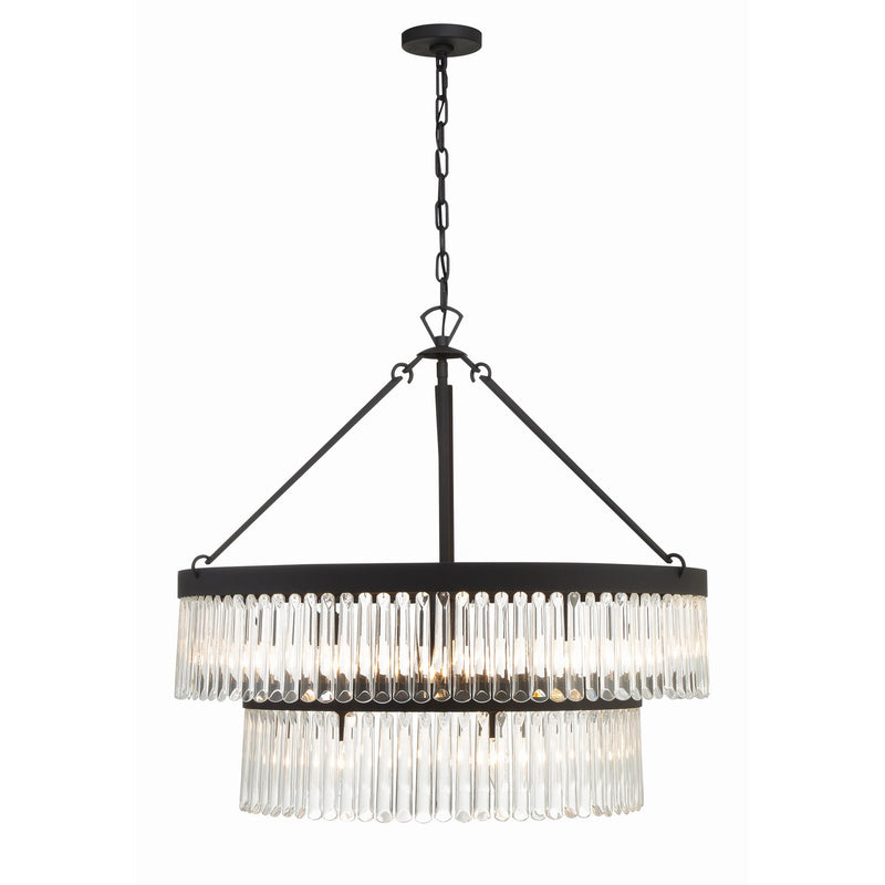 Emory 9 Light 32" Chandelier in Black Forged