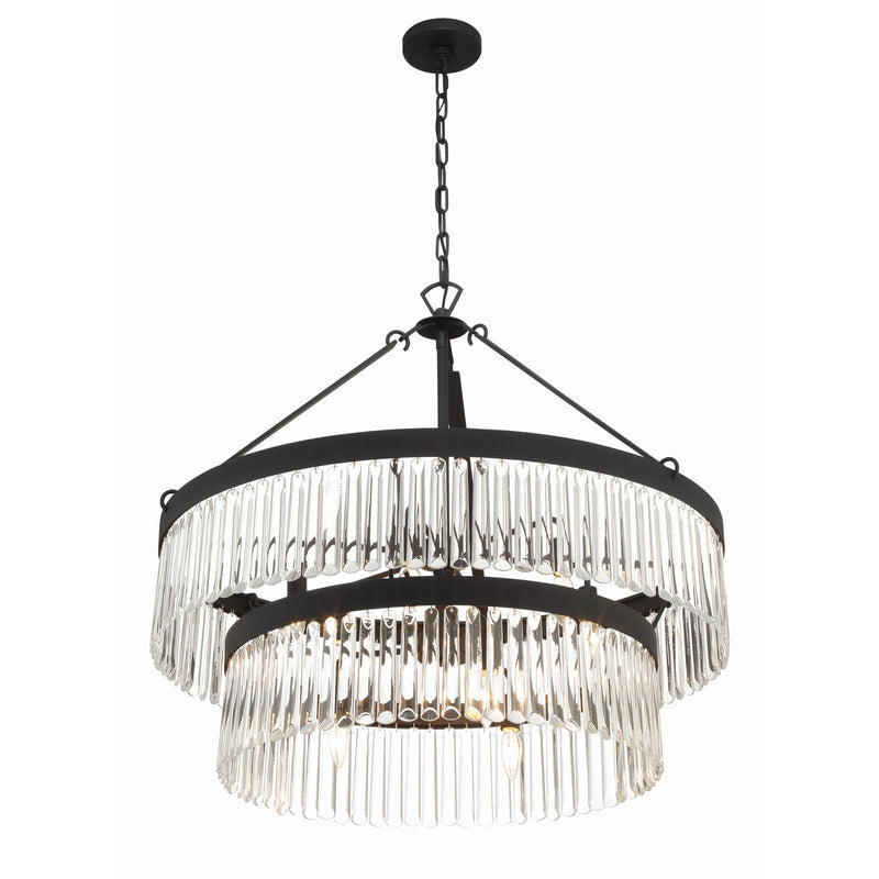 Emory 9 Light 32" Chandelier in Black Forged