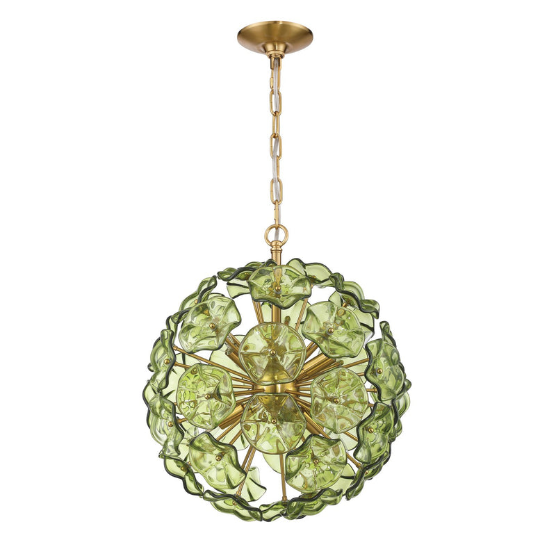 Esme 6 Light 18.25" Chandelier in Aged Brass