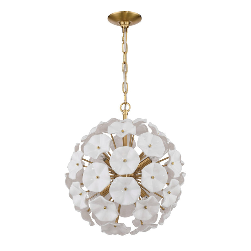 Esme 6 Light 18.25" Chandelier in Aged Brass