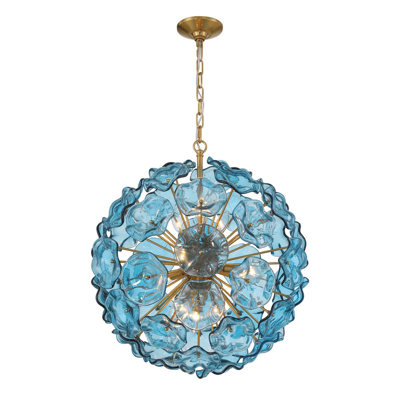 Esme 9 Light 22.5" Chandelier in Aged Brass