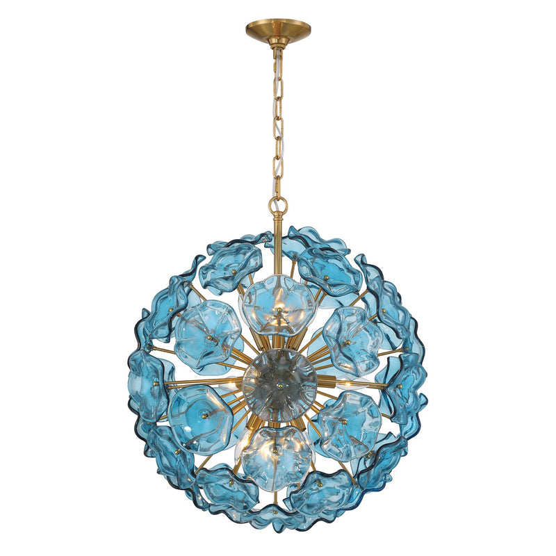 Esme 9 Light 22.5" Chandelier in Aged Brass