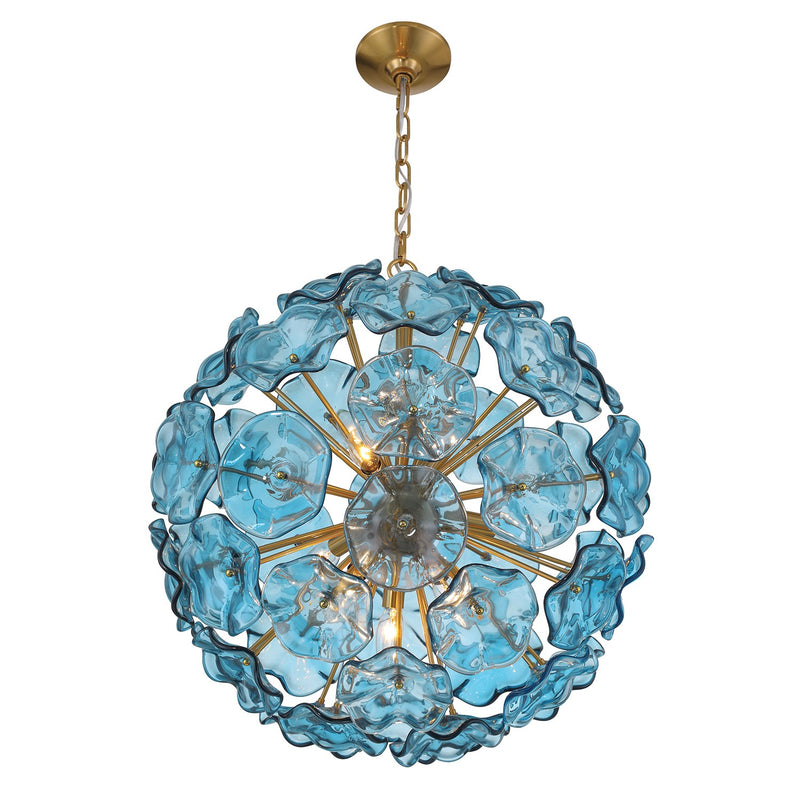 Esme 9 Light 22.5" Chandelier in Aged Brass