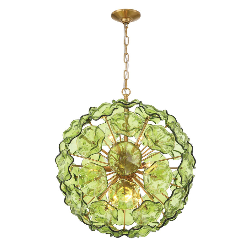 Esme 9 Light 22.5" Chandelier in Aged Brass