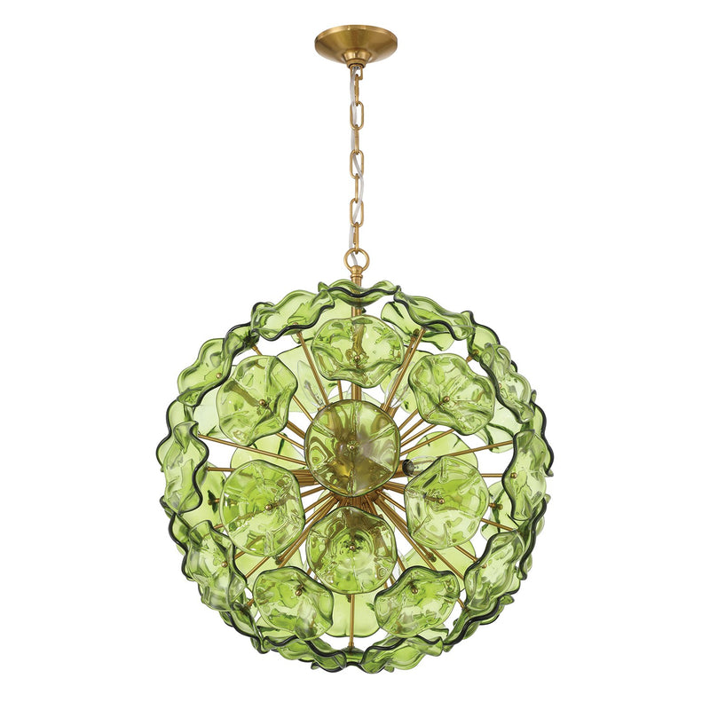 Esme 9 Light 22.5" Chandelier in Aged Brass
