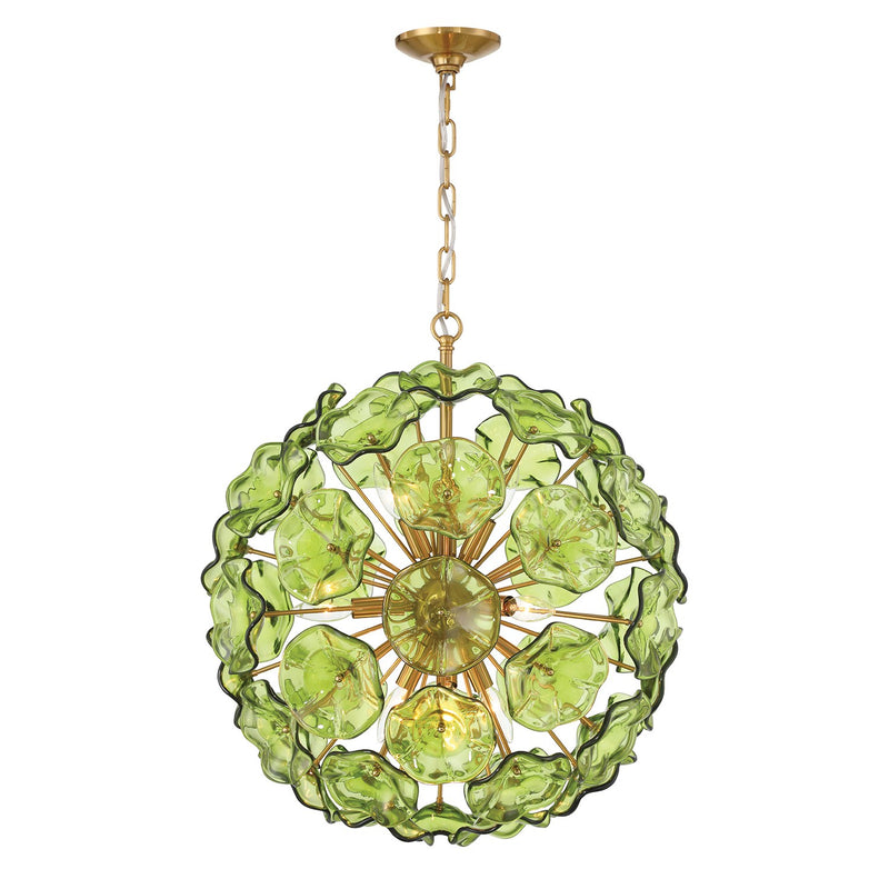 Esme 9 Light 22.5" Chandelier in Aged Brass