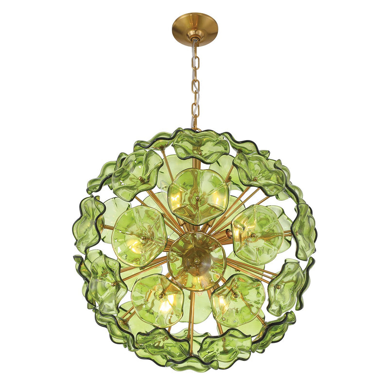Esme 9 Light 22.5" Chandelier in Aged Brass