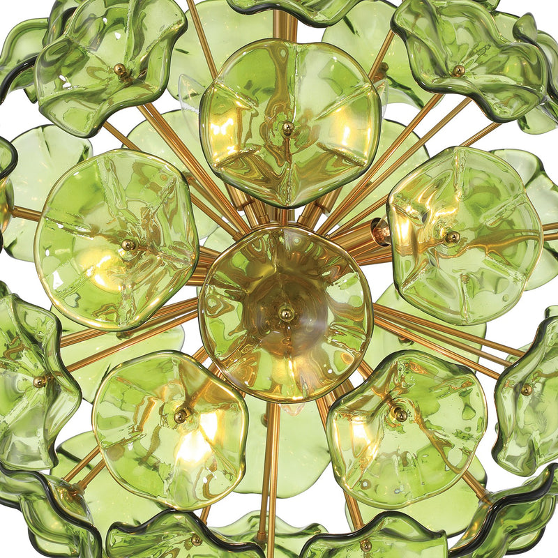 Esme 9 Light 22.5" Chandelier in Aged Brass