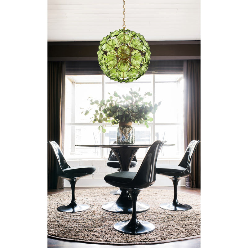 Esme 9 Light 22.5" Chandelier in Aged Brass in a room setting