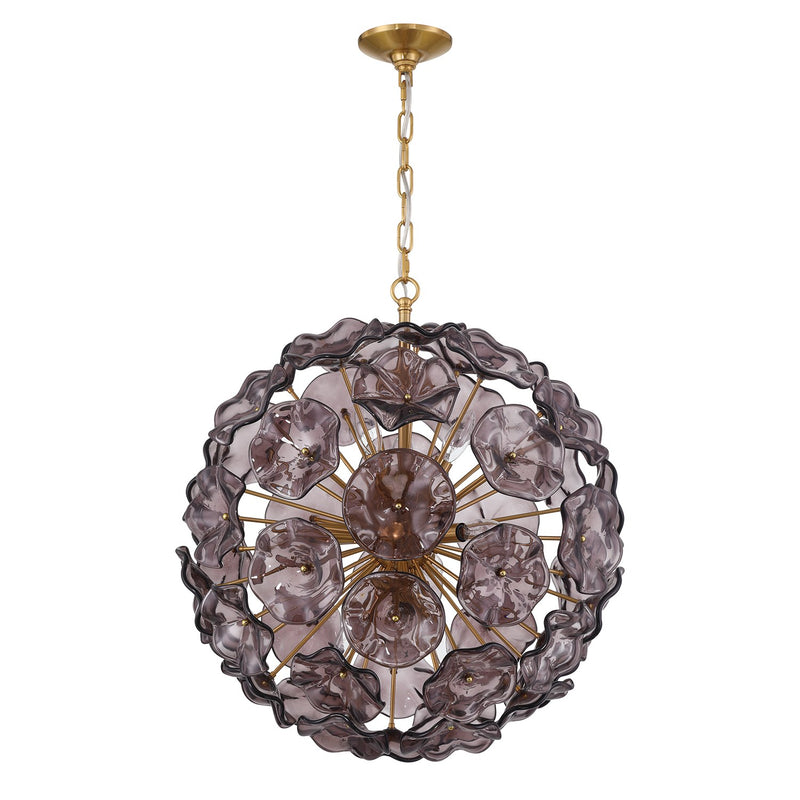 Esme 9 Light 22.5" Chandelier in Aged Brass