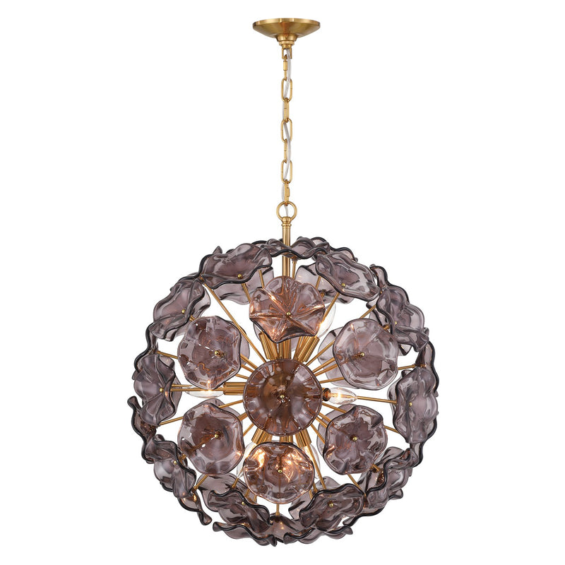 Esme 9 Light 22.5" Chandelier in Aged Brass