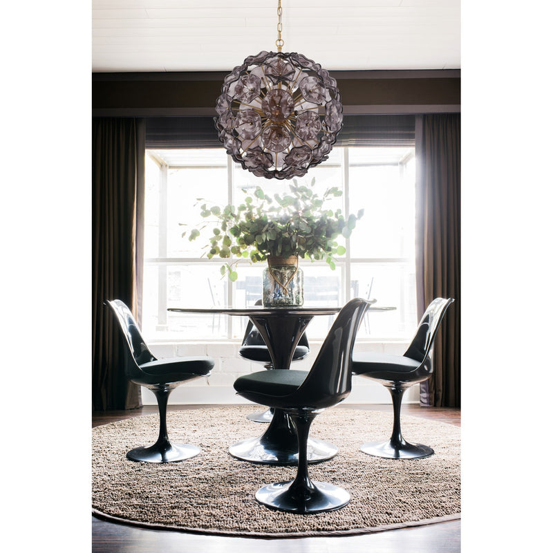 Esme 9 Light 22.5" Chandelier in Aged Brass in a room setting