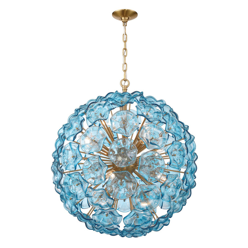 Esme 12 Light 28" Chandelier in Aged Brass