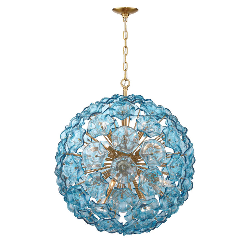 Esme 12 Light 28" Chandelier in Aged Brass