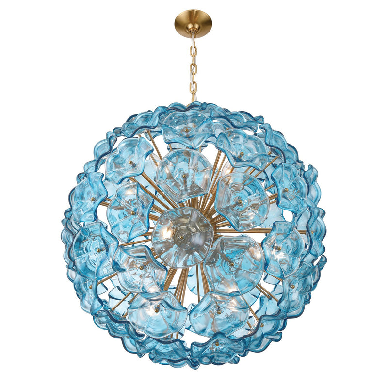 Esme 12 Light 28" Chandelier in Aged Brass