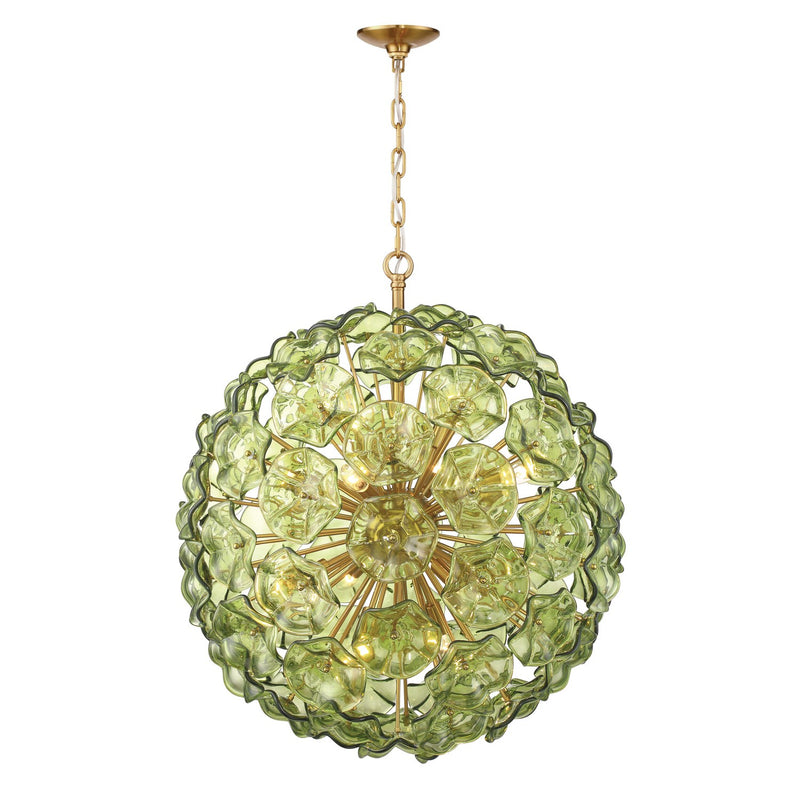 Esme 12 Light 28" Chandelier in Aged Brass