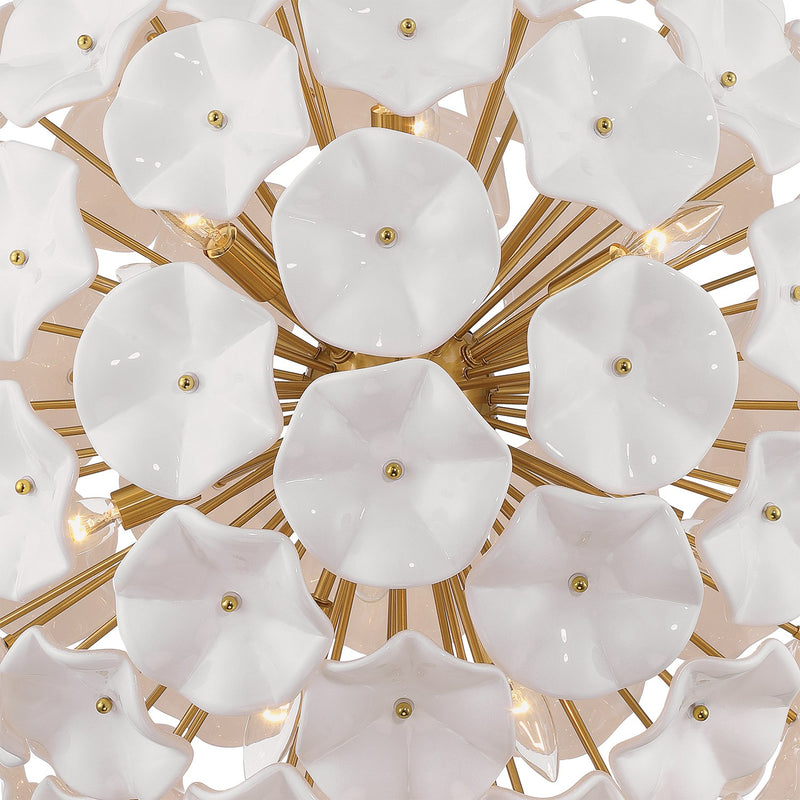 Esme 12 Light 28" Chandelier in Aged Brass