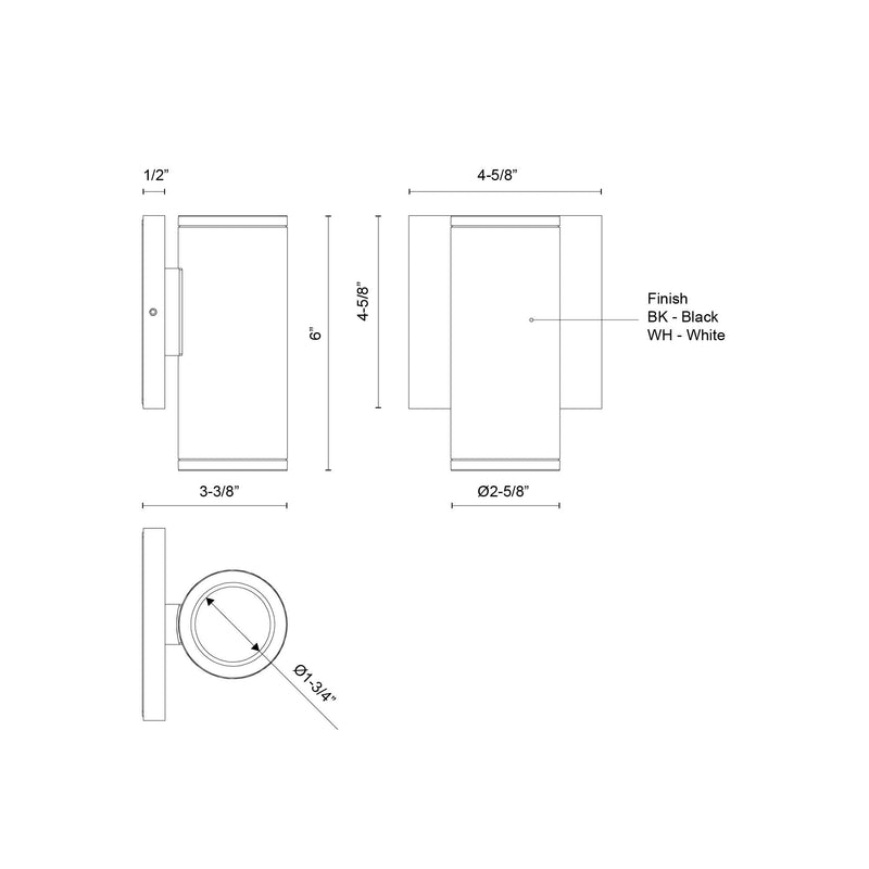 Nordic 6" Outdoor Wall Light, 2" Diameter in White