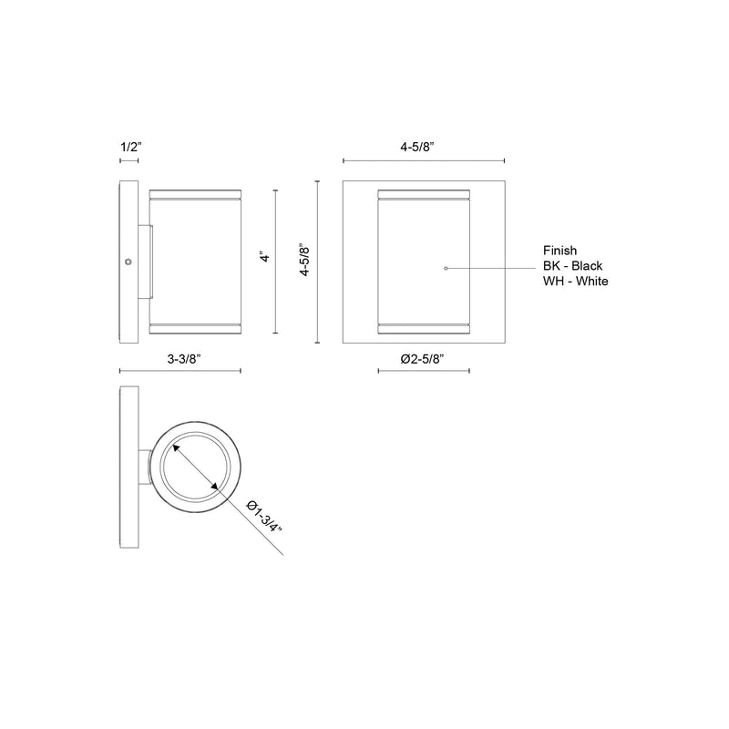 Nordic 4" Outdoor Up/Down Wall Light, 2" Diameter in White