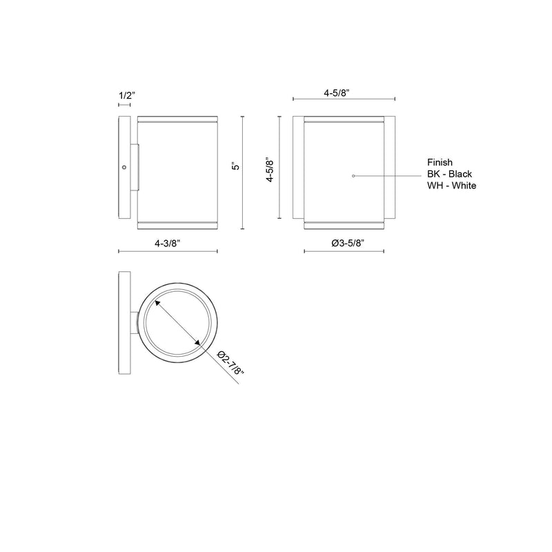 Nordic 5" Outdoor Wall Light, 3" Diameter in White