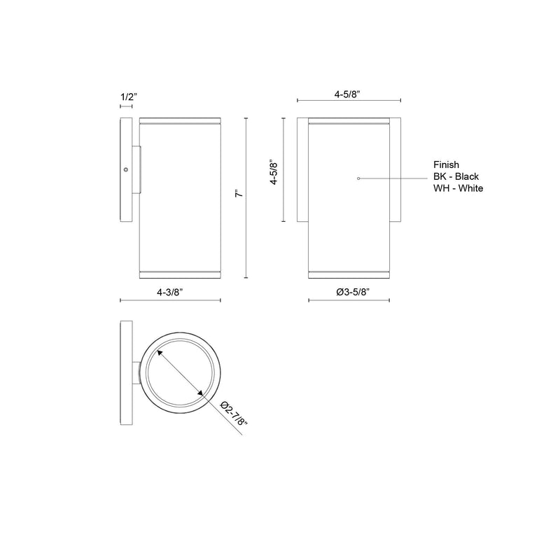 Nordic 7" Outdoor Wall Light, 3" Diameter in White