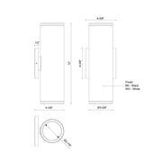 Nordic 12" Outdoor Up/Down Wall Light, 3" Diameter in White