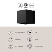 Rene 5" Outdoor Wall Light in Black