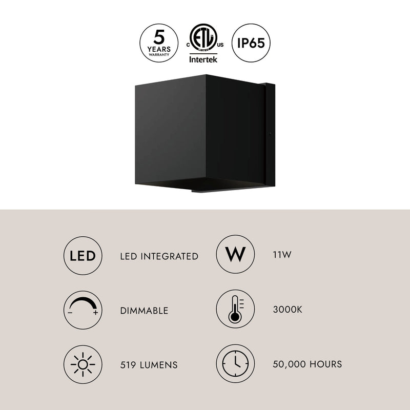 Rene 5" Outdoor Wall Light in Black