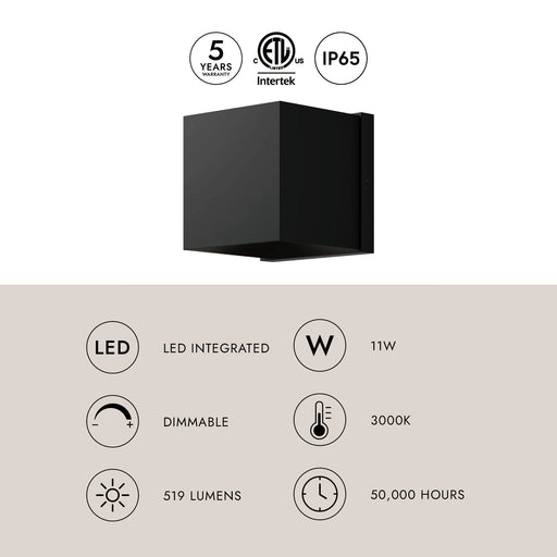 Rene 5" Outdoor Wall Light in Black