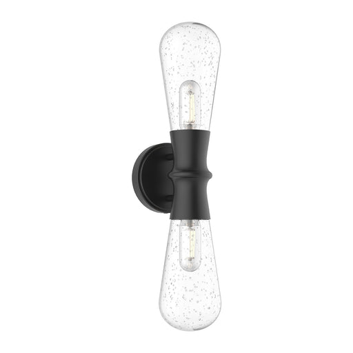 Marcel 5" 2-Light Outdoor Wall Light in Clear Bubble Glass/Textured Black