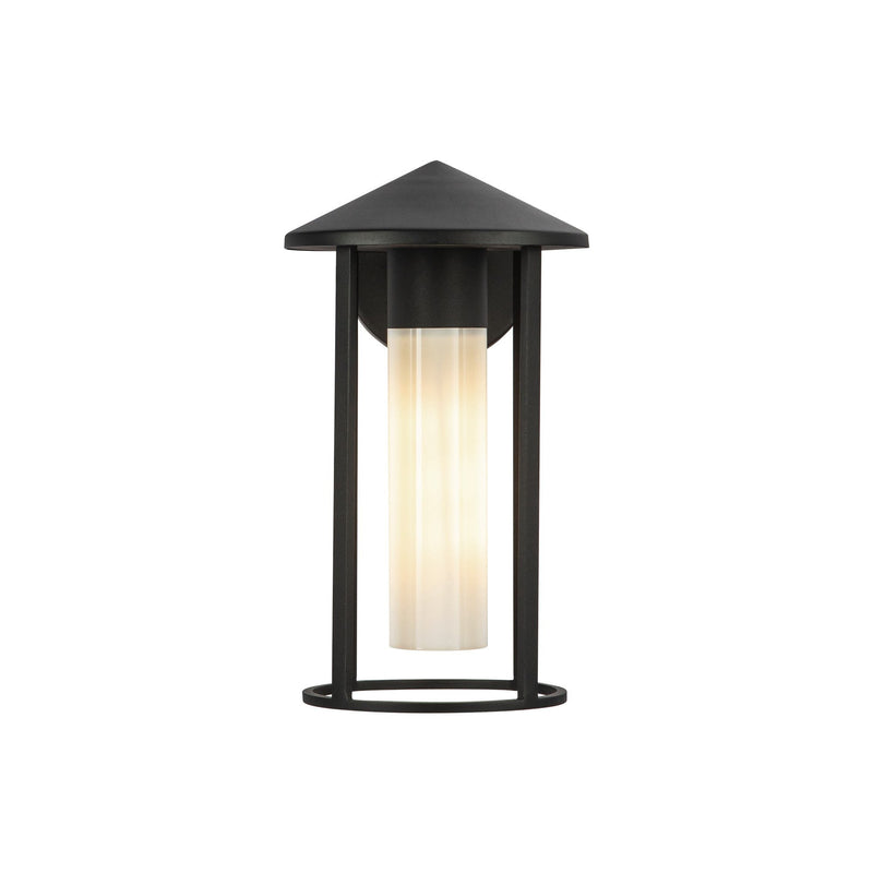 Tenko 12" Outdoor Wall Light in Black/Glossy Opal Glass