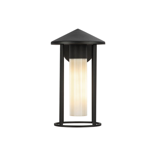 Tenko 12" Outdoor Wall Light in Black/Glossy Opal Glass