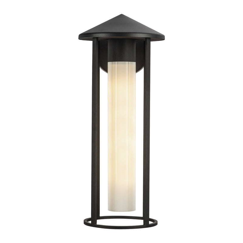 Tenko 18" Outdoor Wall Light in Black/Glossy Opal Glass