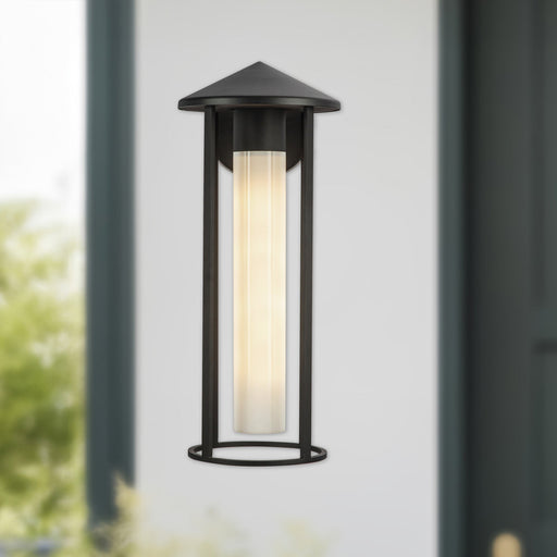 Tenko 18" Outdoor Wall Light in Black/Glossy Opal Glass