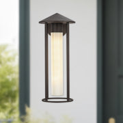 Tenko 18" Outdoor Wall Light in Bronze/Glossy Opal Glass
