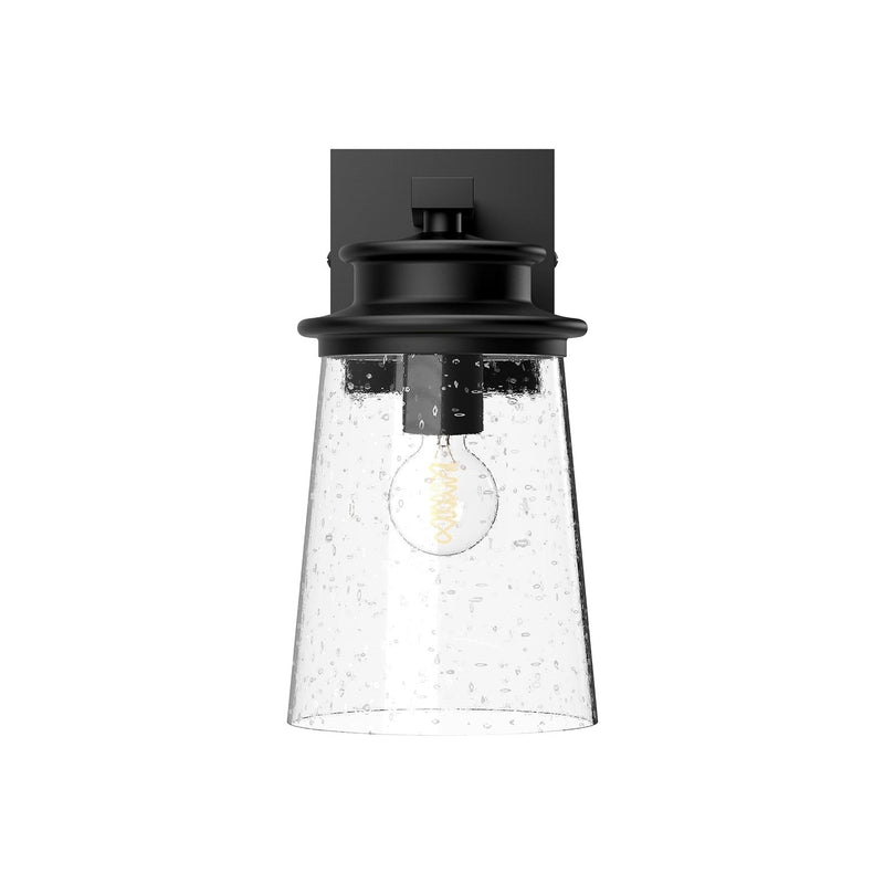 Quincy 6" Outdoor Wall Light in Clear Bubble Glass/Textured Black