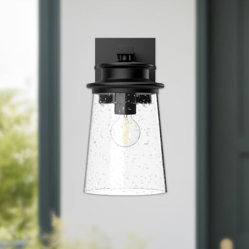 Quincy 6" Outdoor Wall Light in Clear Bubble Glass/Textured Black