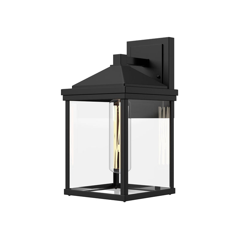Larchmont 9" Outdoor Wall Light in Clear Glass/Textured Black