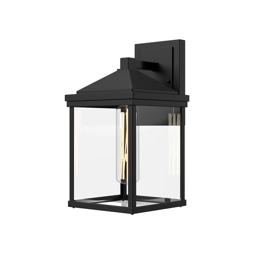 Larchmont 9" Outdoor Wall Light in Clear Glass/Textured Black