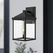 Larchmont 9" Outdoor Wall Light in Clear Glass/Textured Black