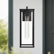 Brentwood 17" Outdoor Wall Light in Clear Glass/Textured Black