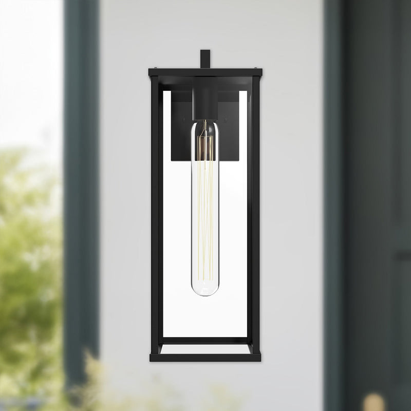 Brentwood 17" Outdoor Wall Light in Clear Glass/Textured Black
