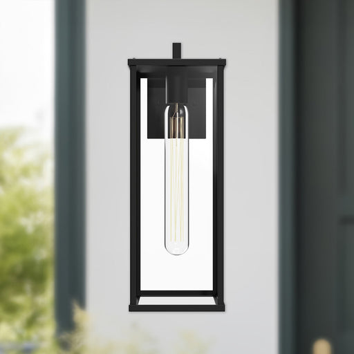 Brentwood 17" Outdoor Wall Light in Clear Glass/Textured Black