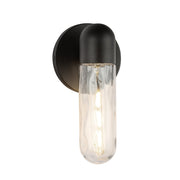 Lima 10" Outdoor Wall Light in Black/Clear Water Glass
