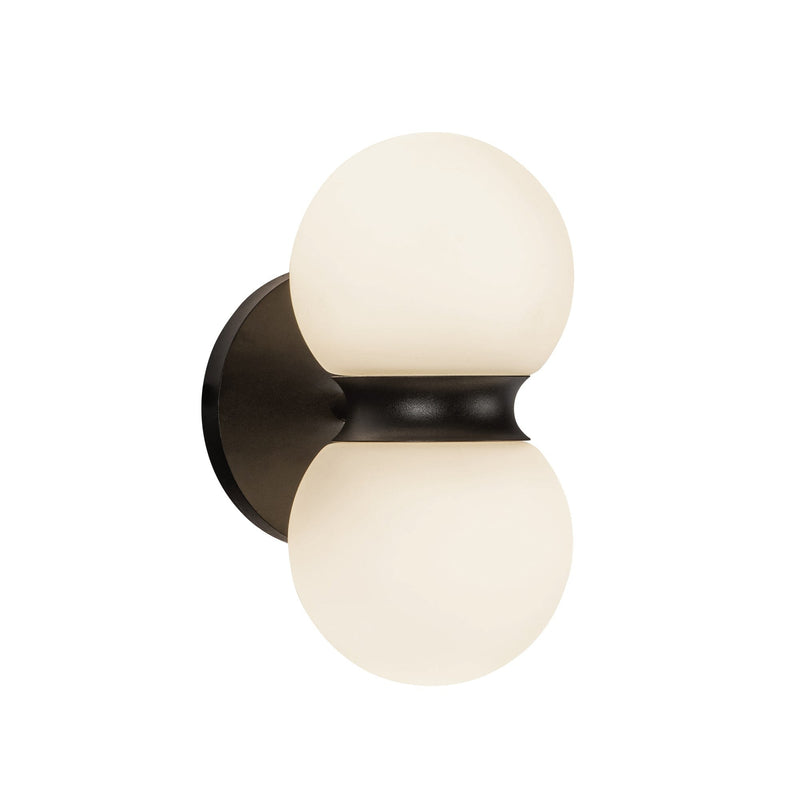 Peri 9" Outdoor Wall Light in Black/Opal Glass