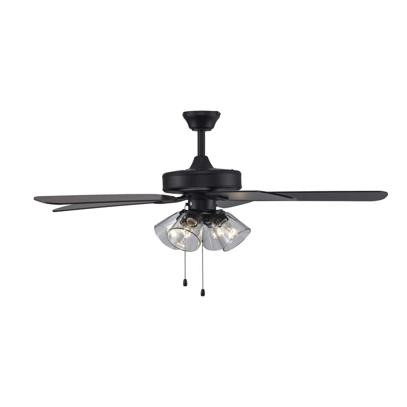 Ronan 4-Light 52" Ceiling Fan with Clear Glass in Black